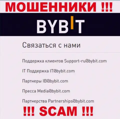 Адрес электронного ящика интернет мошенников БайБит Ком - сведения с сайта организации